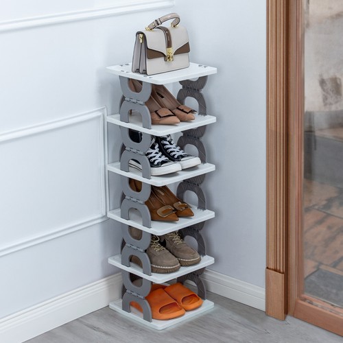 Tier grey shoe rack - grey, rack,